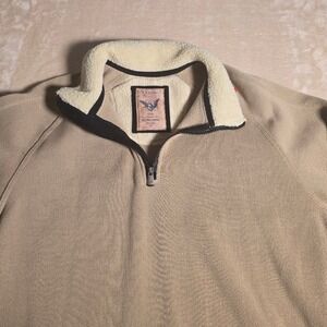 Arrow Blue Jeans Co Mens XL Tan Khaki Sherpa Lined Quarter Zip Knit Sweater 1115